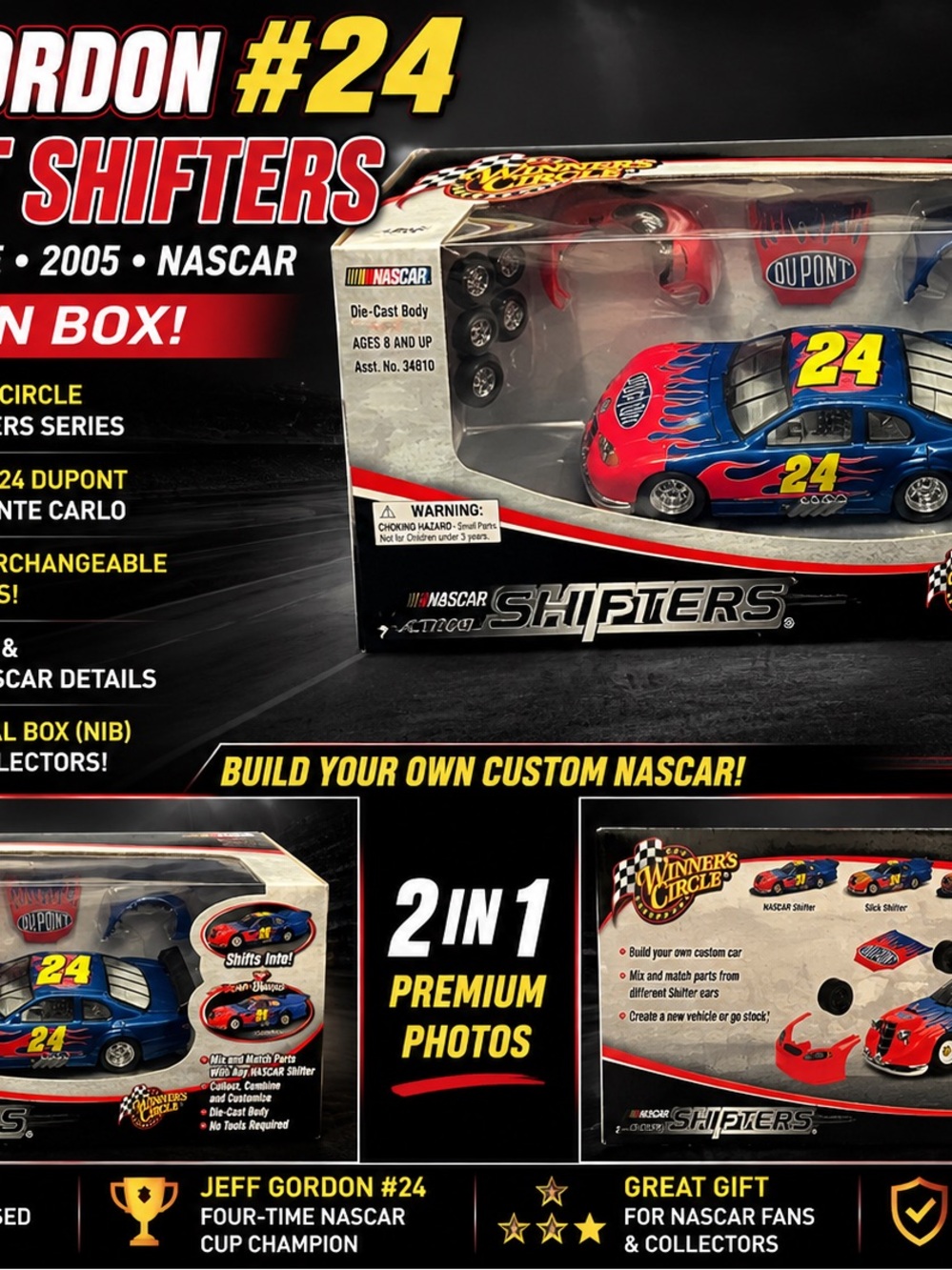 Nascar Jeff Gordon #24 Blue and Red Die-Cast ShiftRers Car